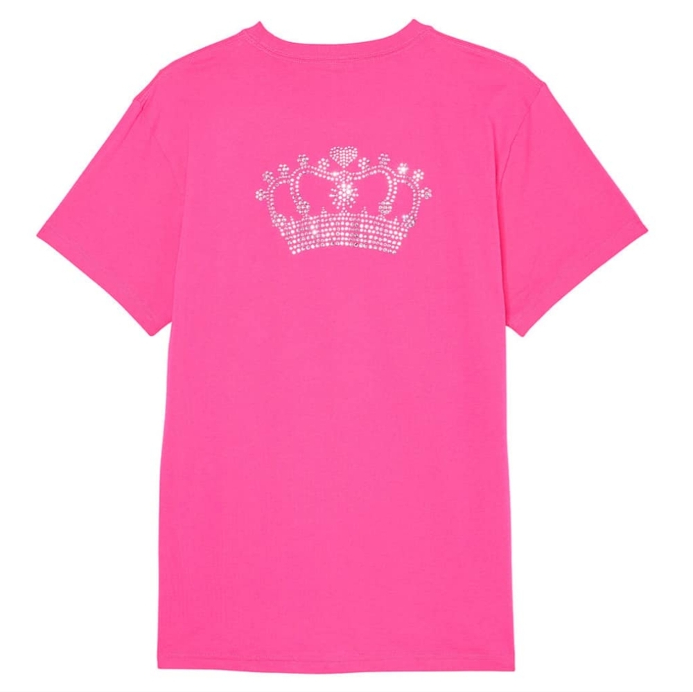 PINK Carmine Rose Bling Campus Tee size Large NWT